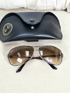 Ray-Ban Warrior Aviator Sunglasses RB3342 Brown Gradient Lenses Gunmetal Frame w